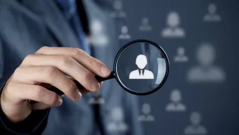 Magnifying glass person