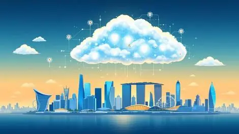 Cloud security risks data protection singapore city skyline illustration