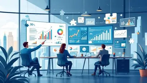 Modern australian office business professionals analyzing data gaps