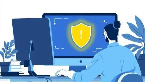 Australian small business owner computer shield symbol cyber insurance