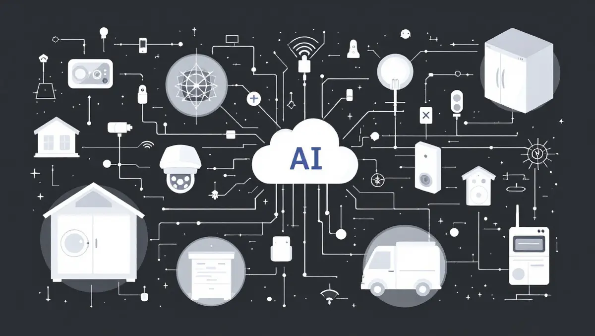 Interconnected smart devices sensors cloud ai network modern graphic