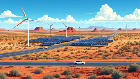 Australian outback renewable energy solar wind electric vehicles highway