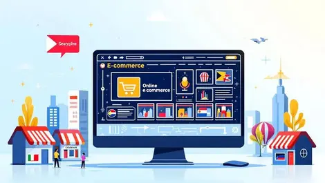 Computer screen ecommerce website global online retail technology stores