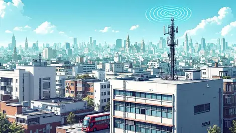 Detailed 5g antenna modern building uk indian urban landscape telecom