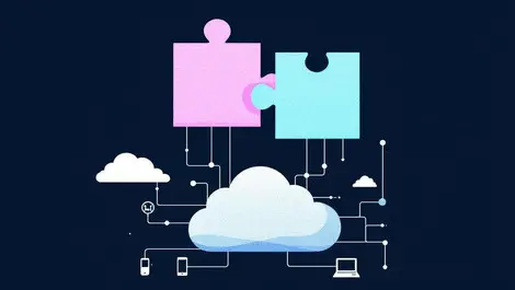 Interlocking puzzle cloud network nodes corporate it lifecycle