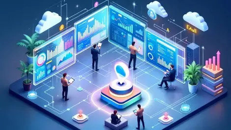 Isometric private equity office ai data dashboards compliance