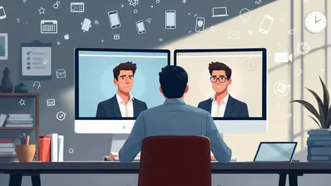 Anxious australian office worker comparing real and fake images