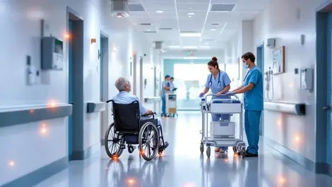 Hospital corridor rtls sensors staff badges patient wheelchair